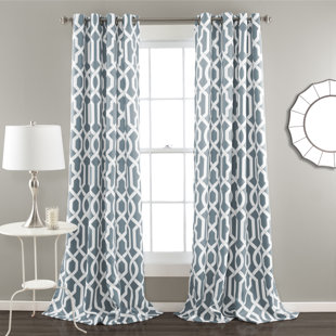 Navy Blue Patterned Curtains Wayfair Quickview