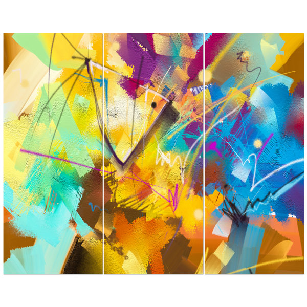 East Urban Home Green Red And Blue Abstract Oil Painting Oil