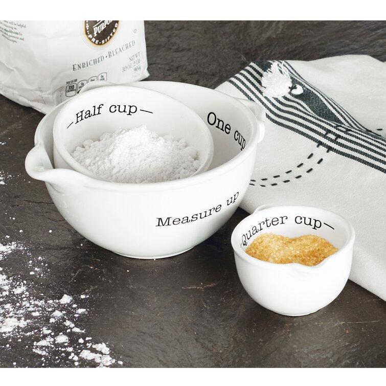 Mud Pie Home Circa Collection Ceramic Baking Measuring Cup 3 Pc Set