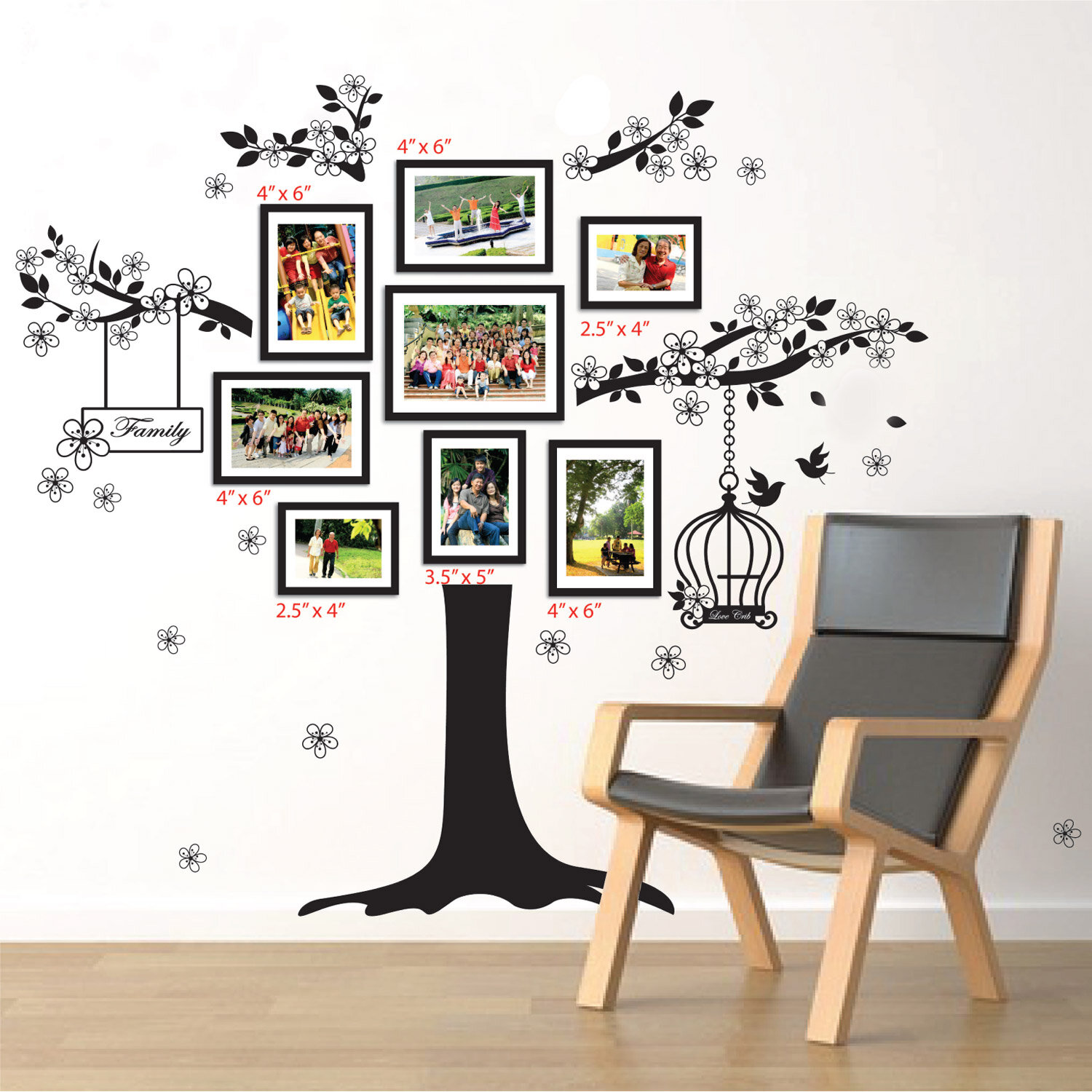 Set of 2 Brewster Picture Frames Wall Stickers 