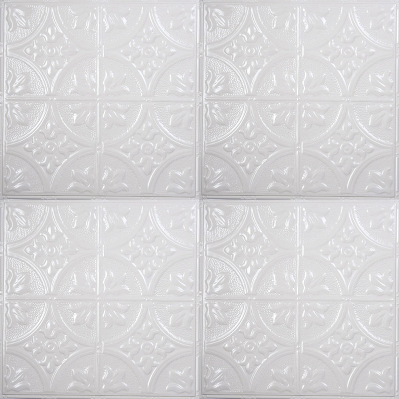 Tin 2 ft. x 2 ft. Glue-Up Ceiling Tile in Bright White Gloss