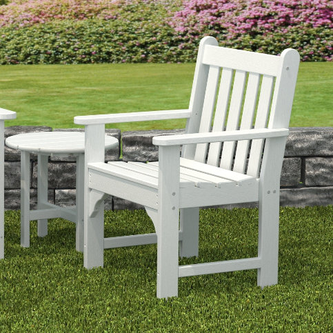 white garden chairs and table