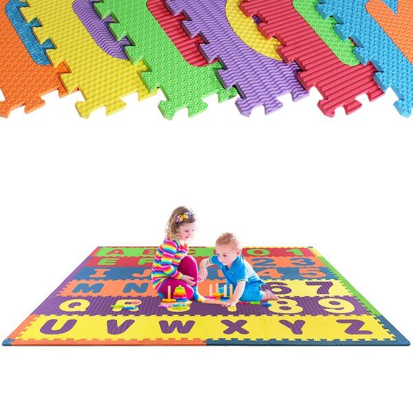 Jelly-beanz EVA Foam Floor Play Mat of Puzzle Pieces for Toddlers and Kids and 2-Sided Mats Available in Alpahabets and Numbers White/Gray Multiple Colors