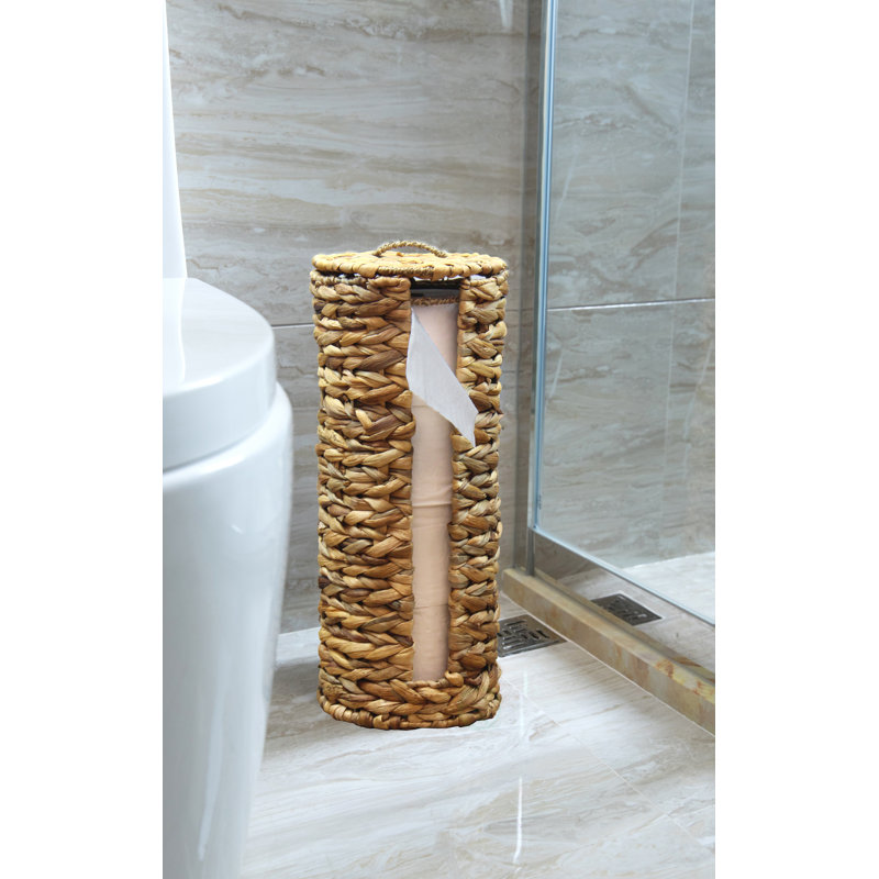 Vintiquewise Wicker Water Hyacinth Free Standing Toilet Paper Holder Reviews Wayfair