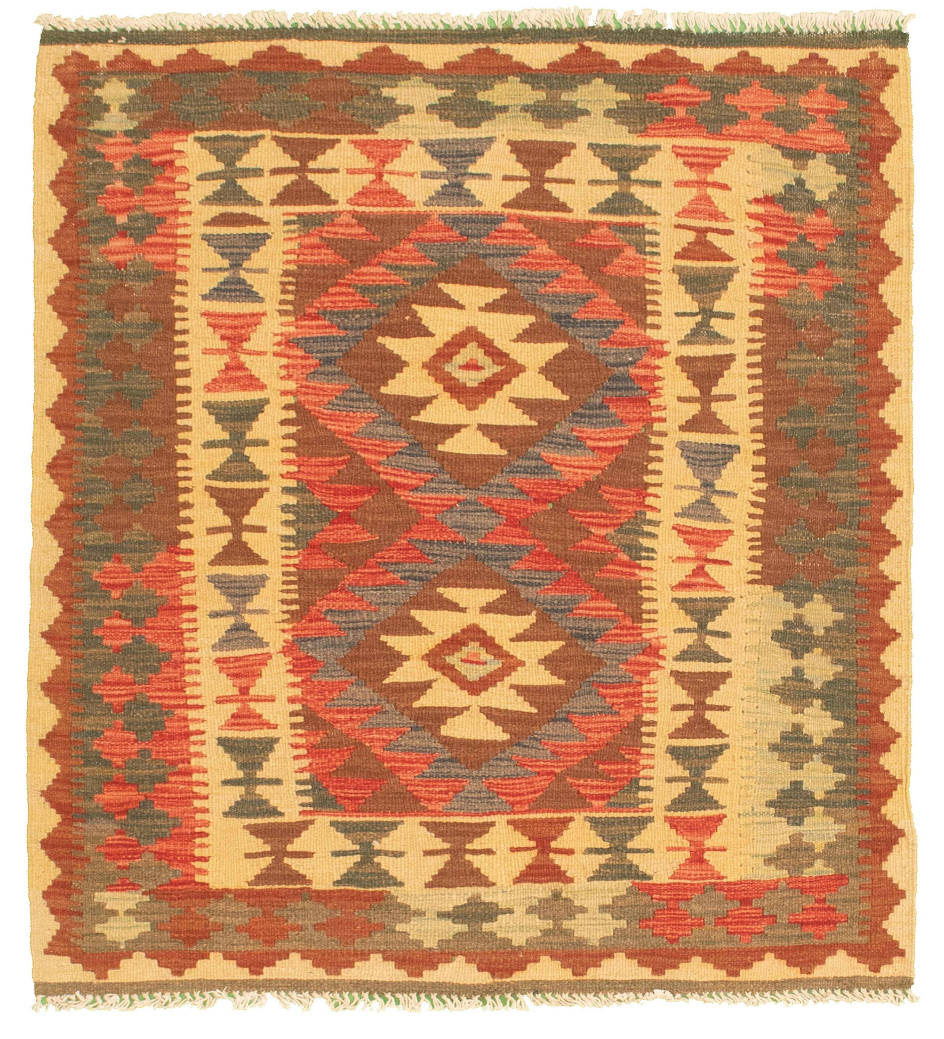 Geometric handwoven colorful afghan kilim rug tribal Turkish kilim