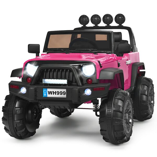 Gift for 3-5yrs 4WD UTV Ride on Car with Direct/ Parent Control Storage Trunk 12V Kids Battery Powered Electric Ride On Truck Wireless Music/ USB/ Built-in Music Spring Suspension System 