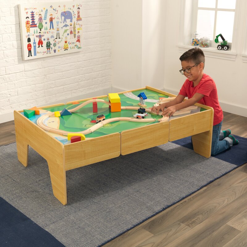 wooden train play table