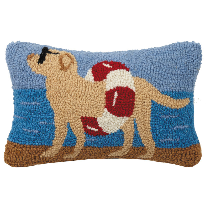 Winston Porter Allegra Dog At The Beach Hook Wool Lumbar Pillow