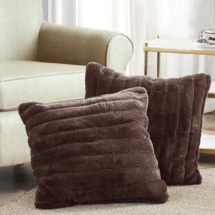 The Pillow Collection Set of 2 18 x 18 Down Filled Acantha Stripes Throw Pillows 2 Piece Gray