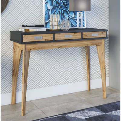 Tebikerei 3 Drawer Console Table Union Rustic Color Dark
