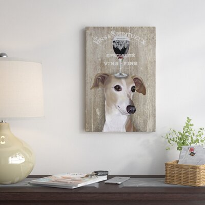 Dog Au Vin Greyhound Graphic Art Print On Wrapped Canvas Red