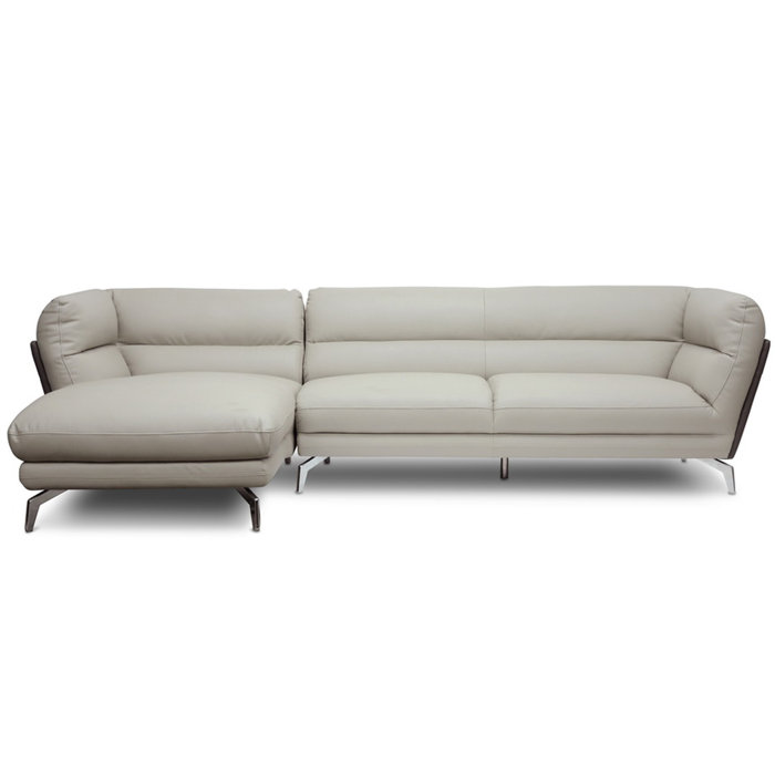 Orren Ellis Kwai 2pcs Grey Faux Leather Sectional Sofa Chaise Set