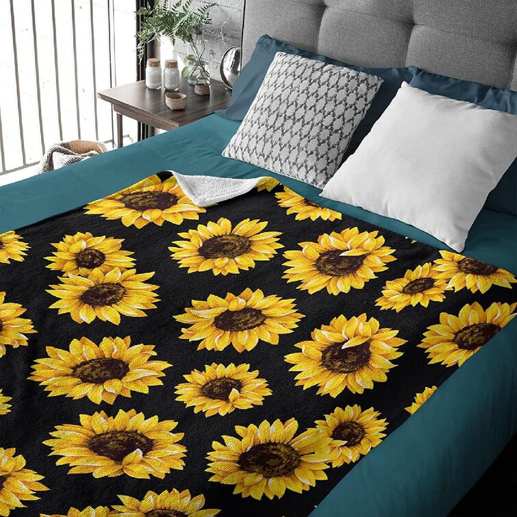 Sunflower Microfiber Comfortable Soft Flannel Blanket Warm Washable for Sofa Chair Bedroom Bed All Seasons 