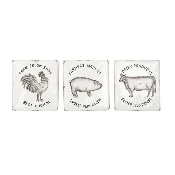 August Grove 3 Piece Farmhouse Barnyard Animals Wall Decor Set