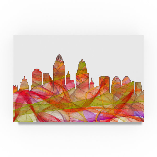 Trademark Art Cincinnati Ohio Skyline Graphic Art Print On Wrapped Canvas Wayfair