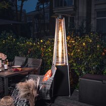 48000 BTU Quartz Glass Tube Tower Quick Pulse Ignition Weatherproof Beautiful Tall Flame for Patio Lawn & Garden Hammered Bronze DAILYLIFE Pyramid Propane Patio Heater Portable Outdoor Heated Tower 