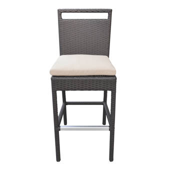 George Oliver Endicott Lucrezia Wicker 30 Patio Bar Stool With Cushion Reviews Wayfair