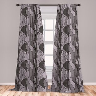 Ambesonne Gothic 2 Panel Curtain Set Abstract Lace Style Waves And Lines Intricate Pattern Retro Victorian Design Lightweight Window Treatment