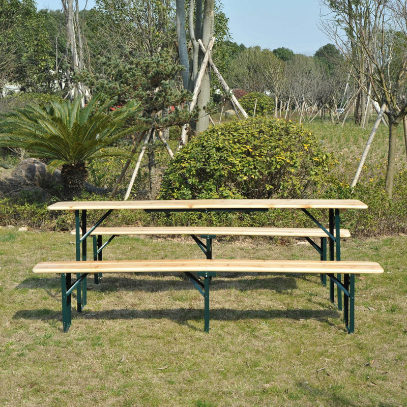 Arlmont & Co. Tatum Folding Solid Wood Picnic Table & Reviews