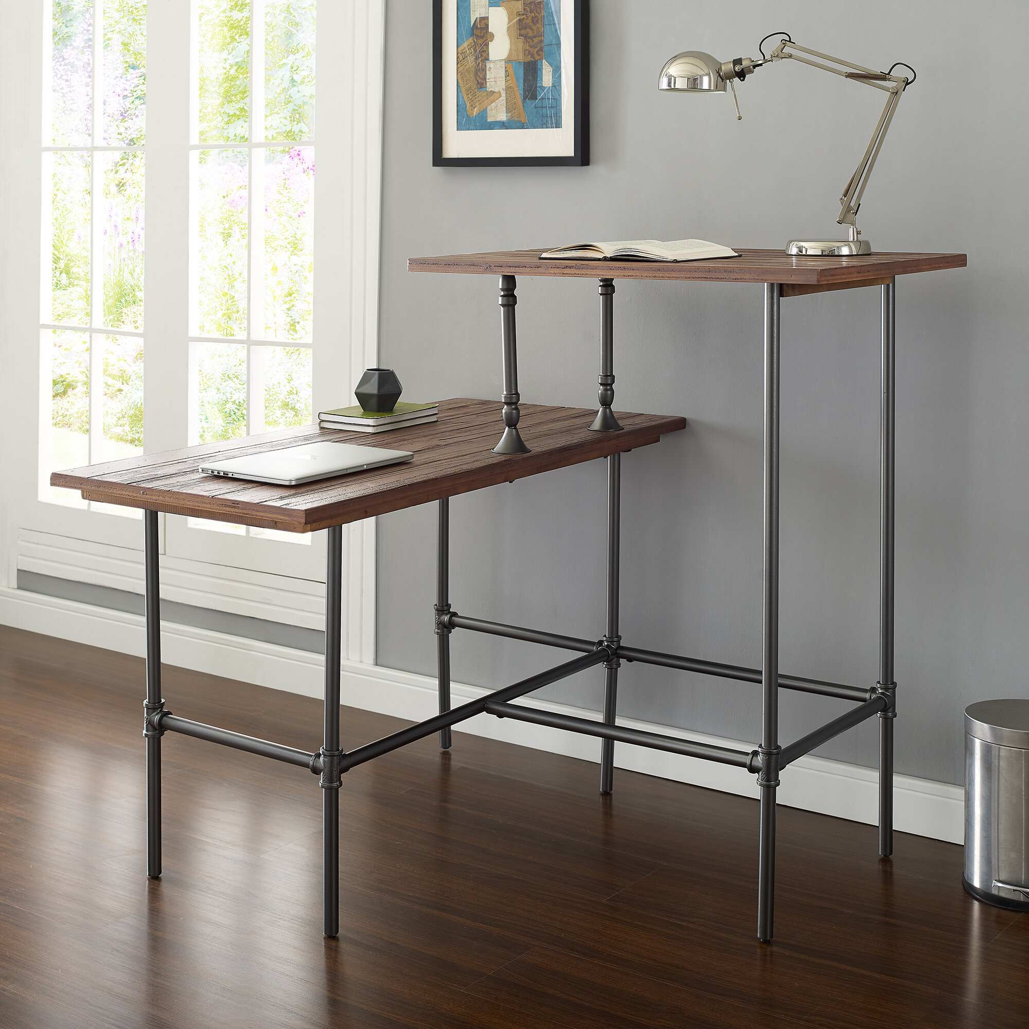 Williston Forge Bolte Solid Wood L Shape Standing Desk Wayfair