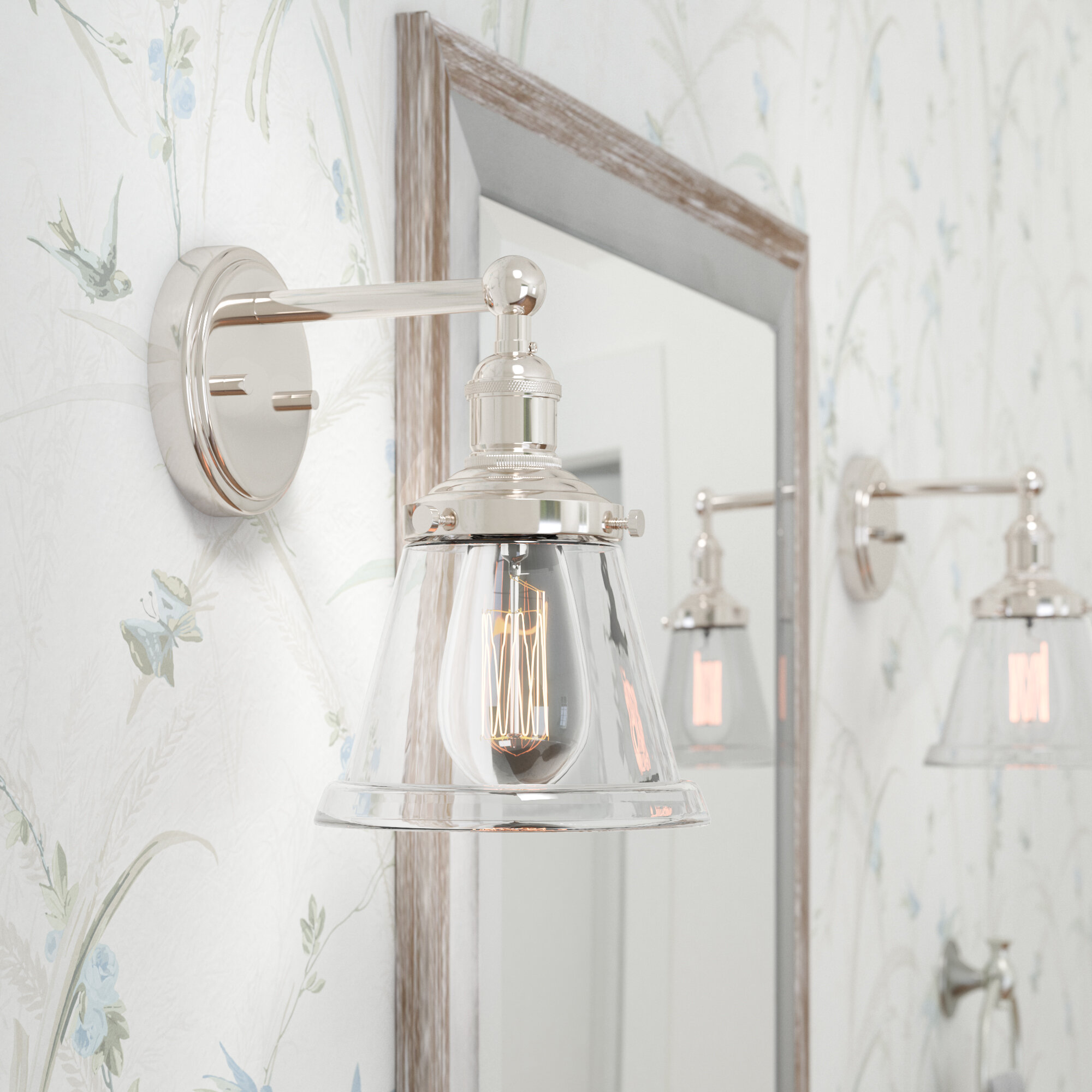 polished nickel bathroom sconce