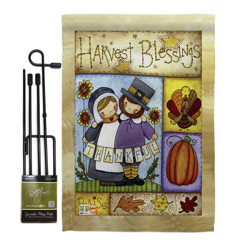 Breeze Decor Thankful Pilgrims Impressions 2 Sided Polyester 18 5 X 13 In Flag Set Wayfair