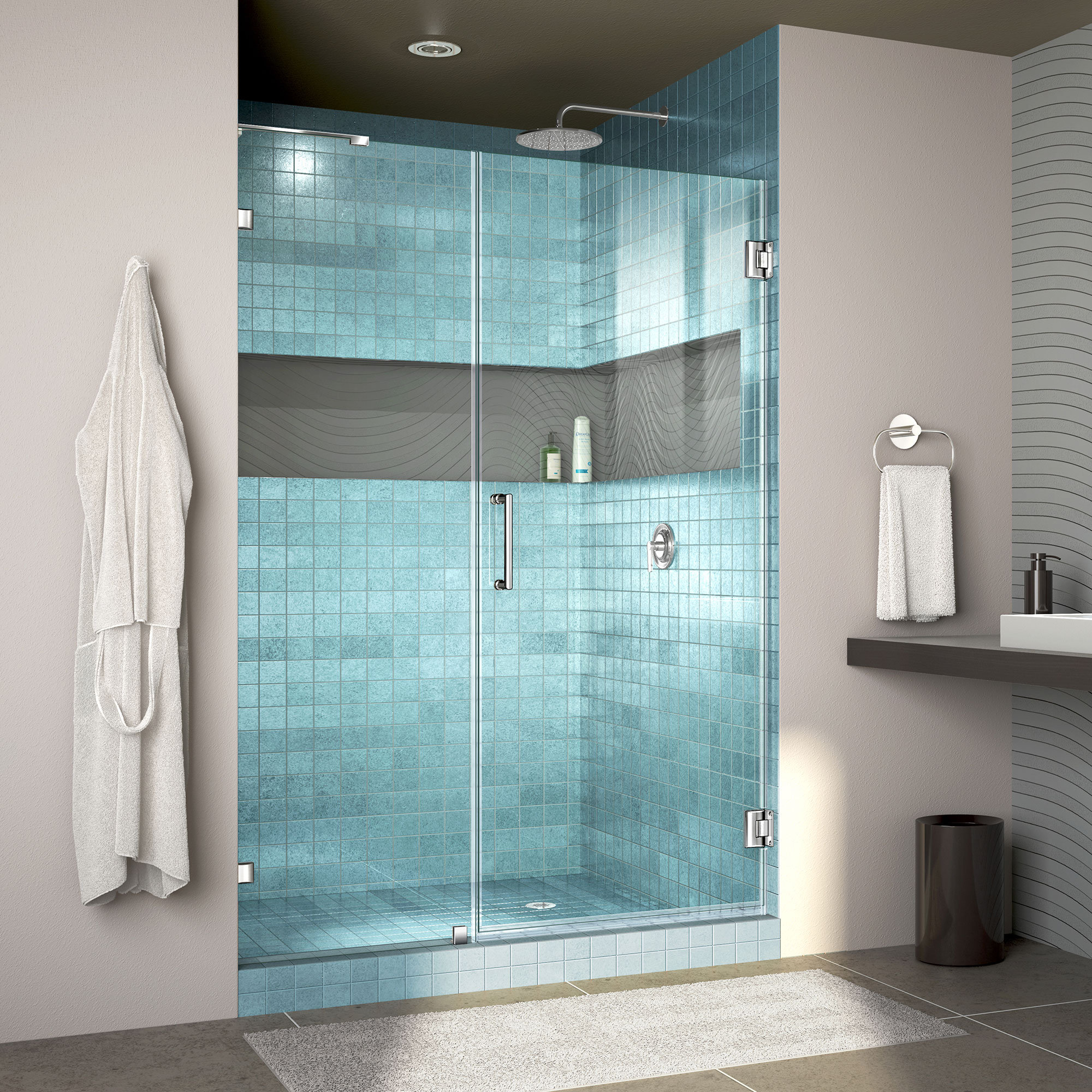Unidoor Lux 48 X 72 Hinged Frameless Shower Door With Clearmax Technology Unidoor Lux 48 X 72 Hinged Frameless Shower Door With Clearmax Technology