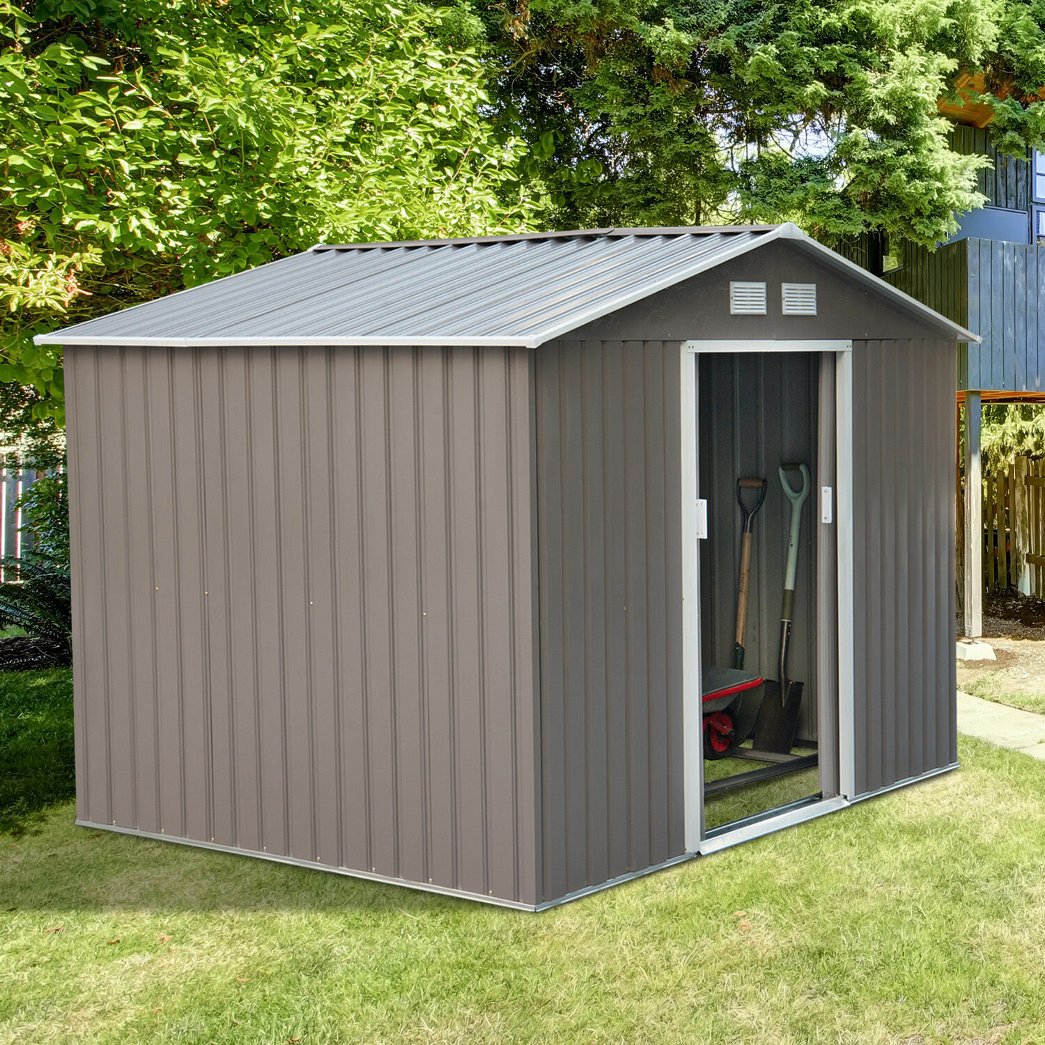 Outsunny 9 Ft W X 6 Ft D Metal Storage Shed Reviews Wayfair