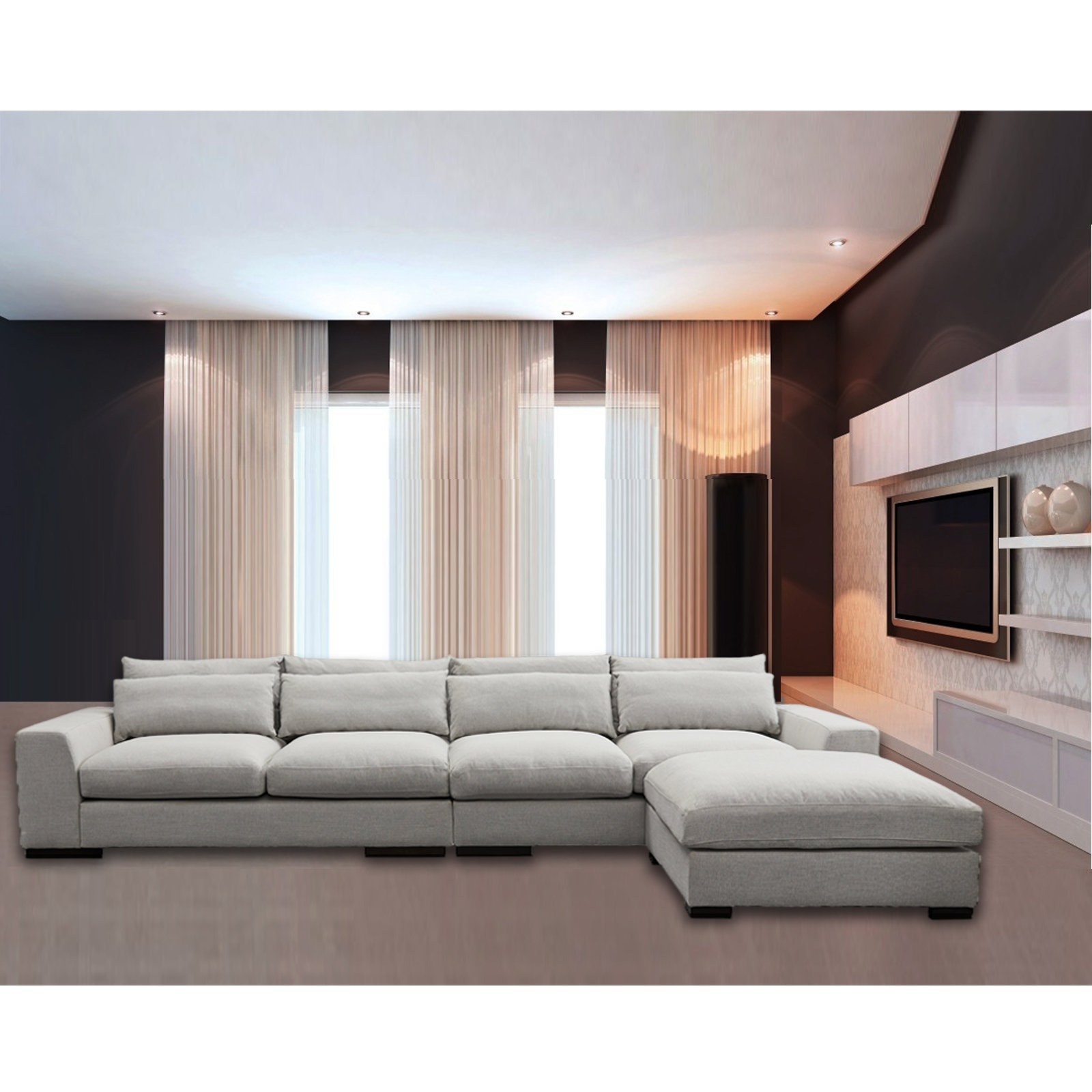 Wade Logan Disalvo 155 W Reversible Linen Sofa Wood Leg With Pillows Removable Cushions And Ottoman Wayfair