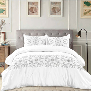 Go to store & view more images Bungalow Rose Coston Embroidered Cotton Duvet Set