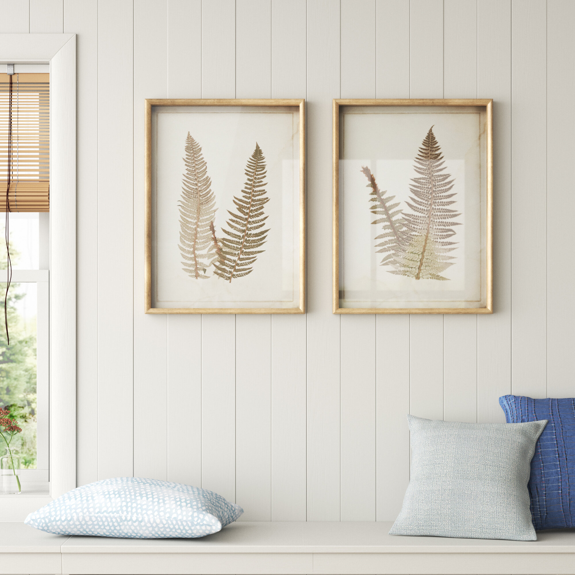 Sand Stable Large Vintage Fern Illustrations Framed Botanical Prints Wall Art Set Of 2 19 X 25 5 Each Reviews Wayfair