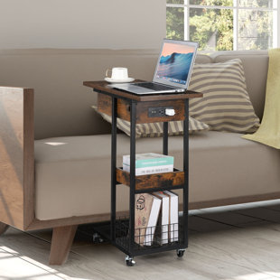 Modern Contemporary Details about    C-Shaped Chair Side End Table with USB and Power Outlet 