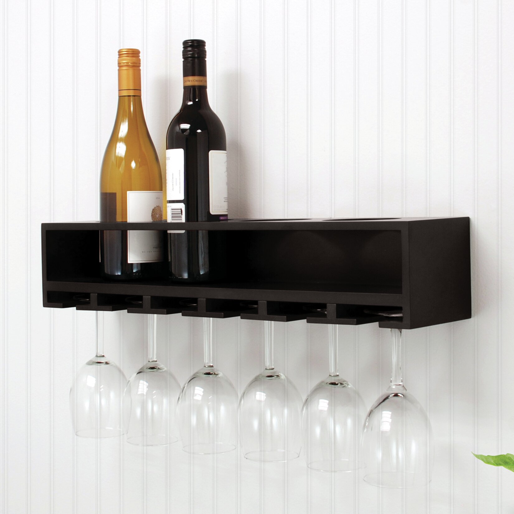 Wall Mount Wine Stemware Hanging Glass Rack Holder Hanger Bar Home Dining Shelf 