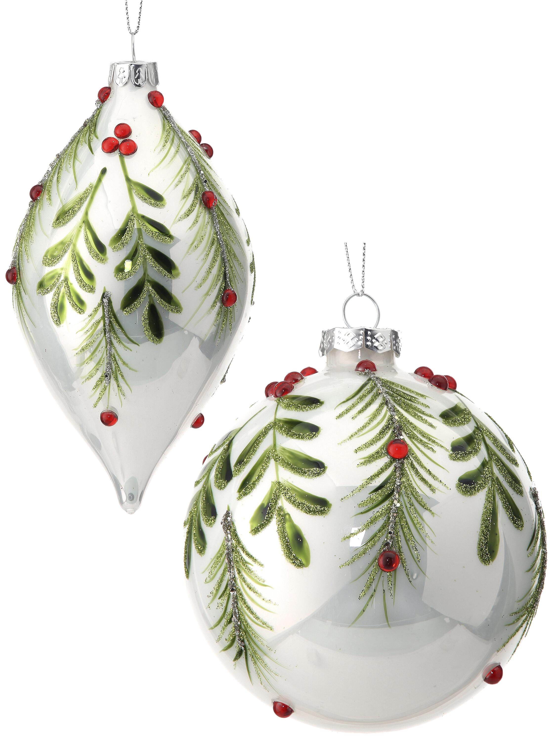 Blue Jeweled Glass Christmas Tear Drop Finial Ornament Tree Decoration 