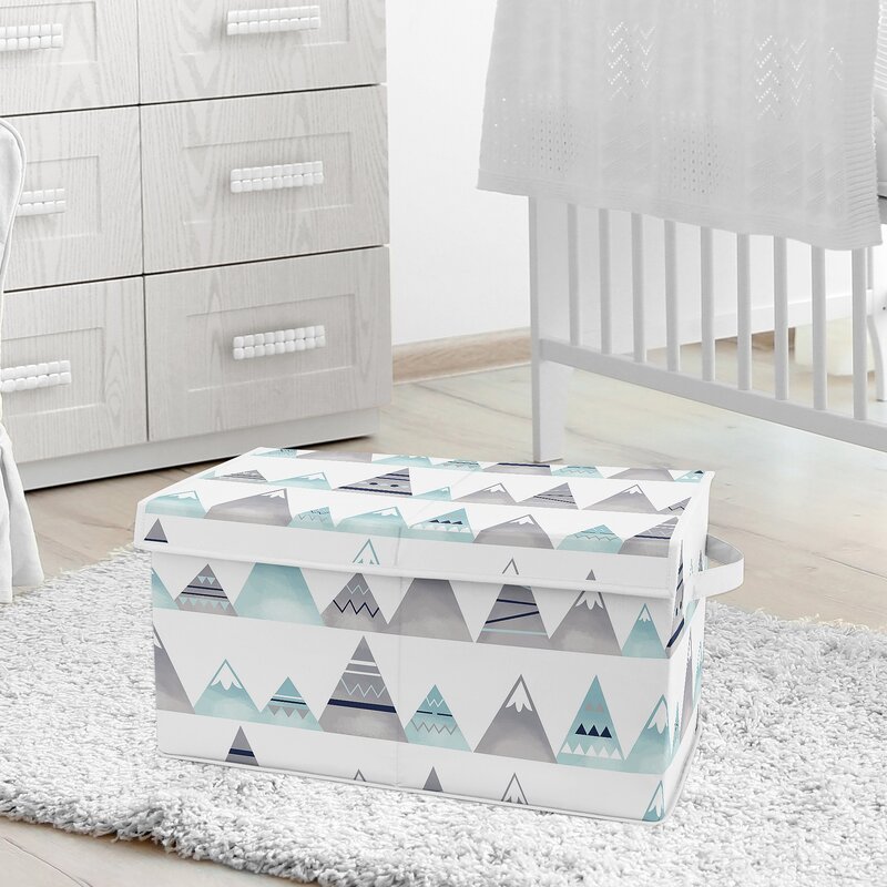 blue and white toy box