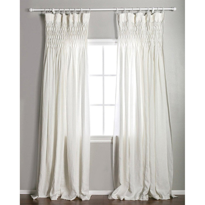 Pom Pom At Home Single Solid Color Semi Sheer Pinch Pleat Curtains