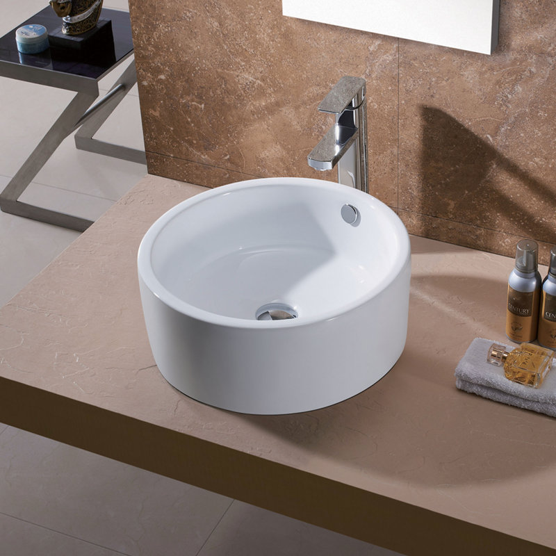 Luxier Porcelain Ceramic Circular Vessel Bathroom Sink With Overflow Wayfair