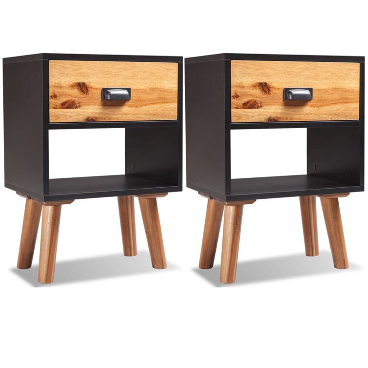17 Stories Solid Acacia Wood Bedside Cabinets 2 Pcs 40x30x58 Cm Wayfair Co Uk
