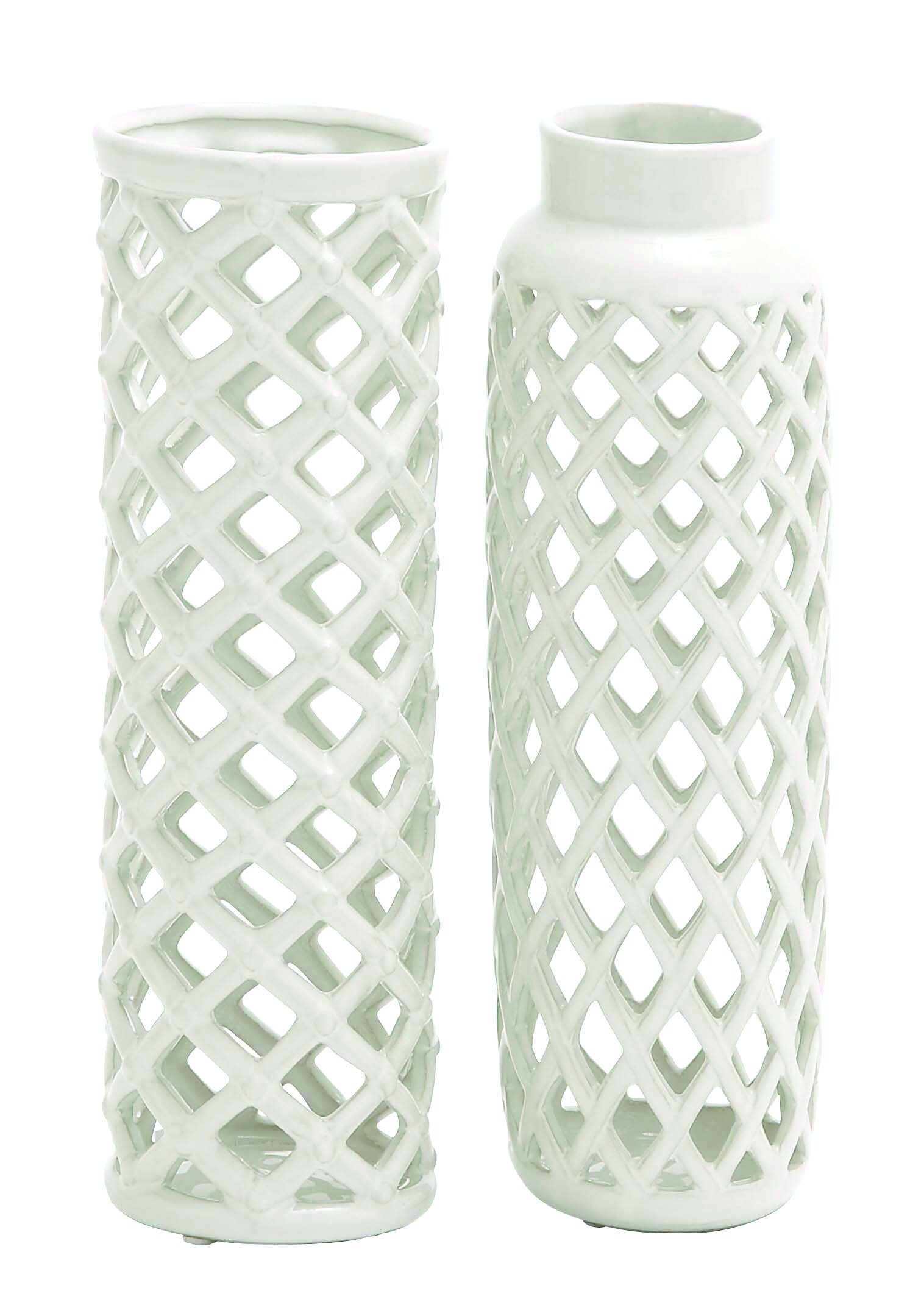 Willa Arlo Interiors 2 Piece Cylinder Ceramic Vase Set Reviews