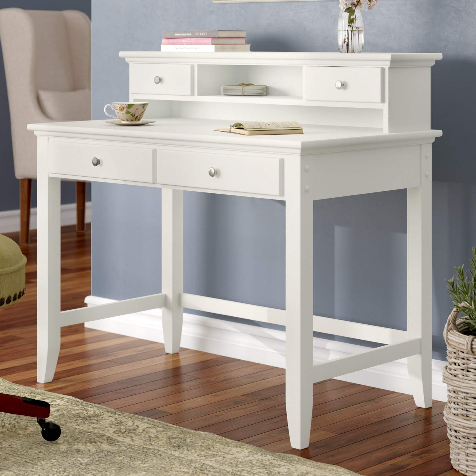 girls white desk with hutch
