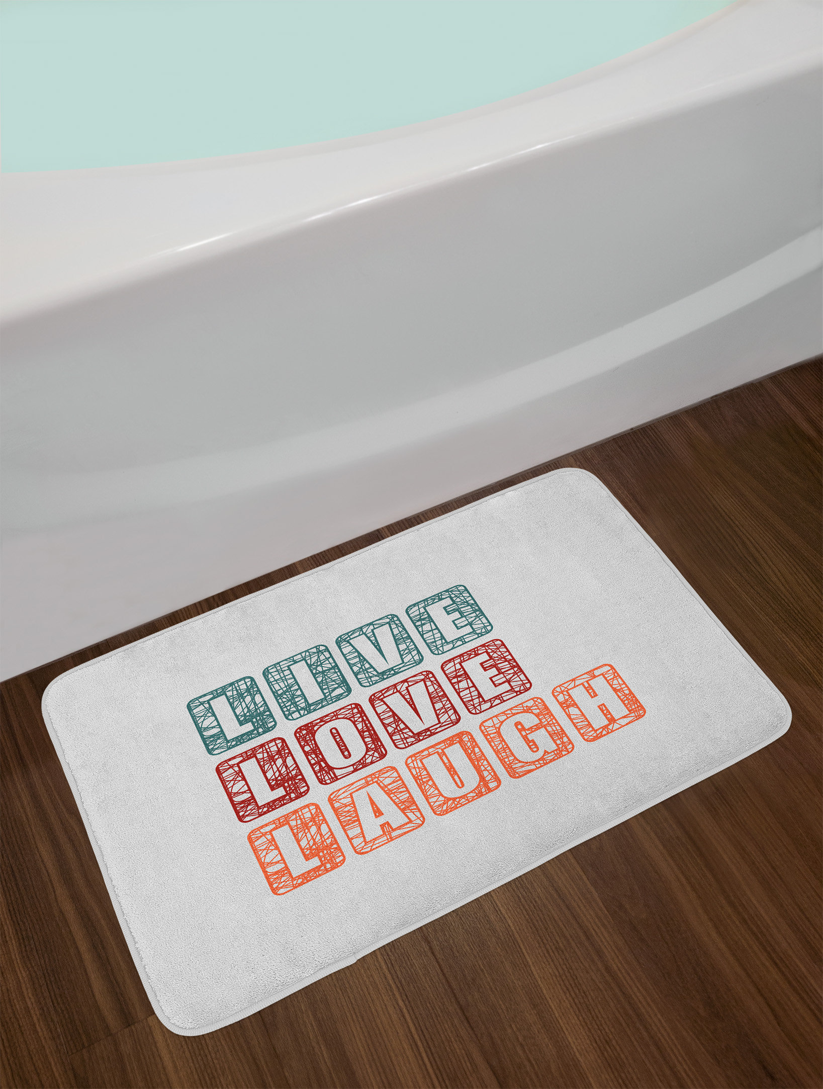 East Urban Home Ambesonne Live Laugh Love Bath Mat By Calligraphy