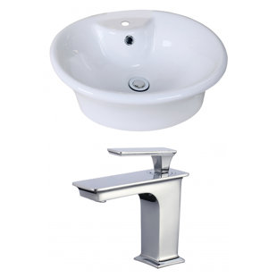 Go to store & view more images American Imaginations Ceramic Circular Vessel Bathroom Sink with Faucet and Overflow