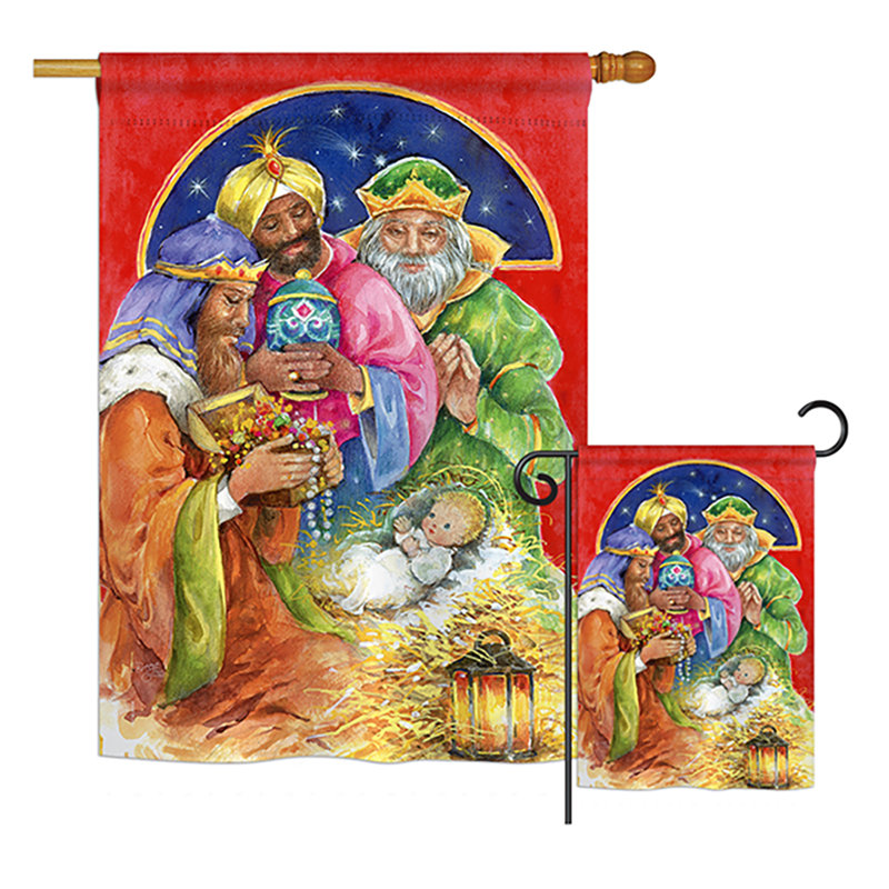 Breeze Decor Three Kings Gifts Winter Nativity Impressions 2 Sided Polyester 2 Piece Flag Set Wayfair