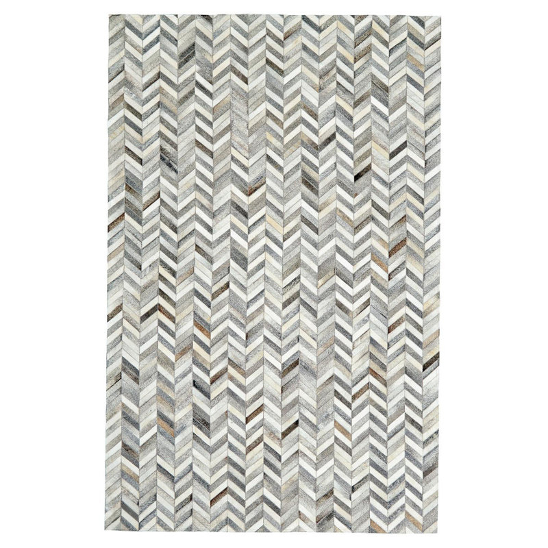 Trent Austin Design Ovid Chevron Handmade Cowhide Leather Gray Area Rug Reviews Wayfair