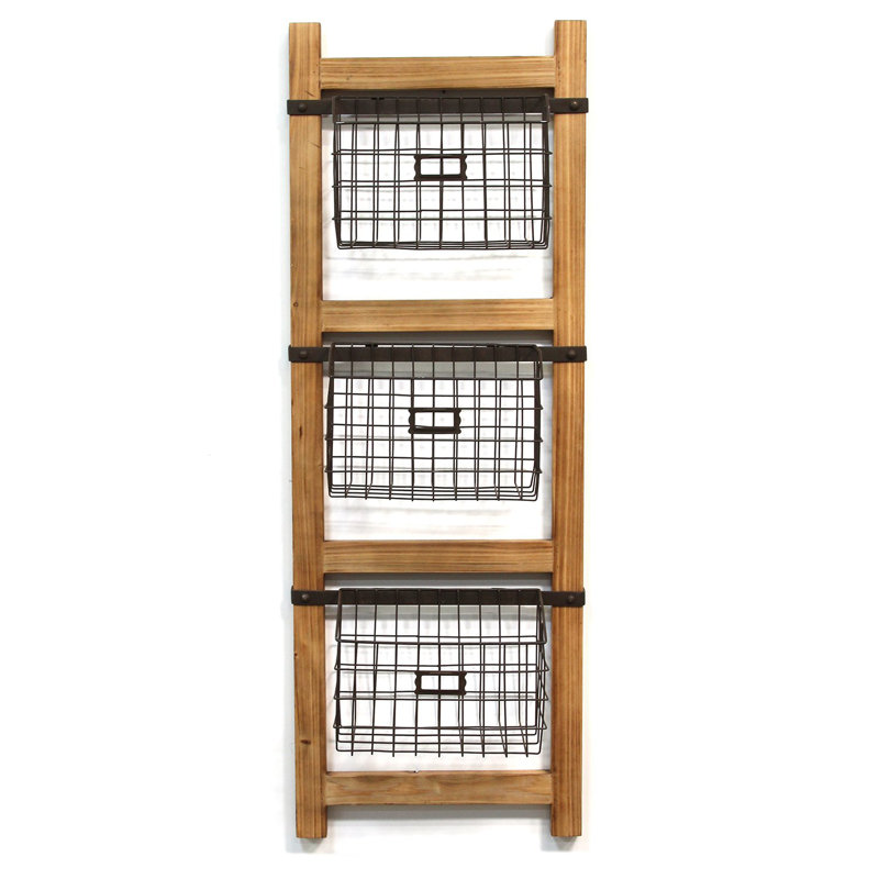 Gracie Oaks Cloyd Decorative Ladder Wall Storage Organizer With