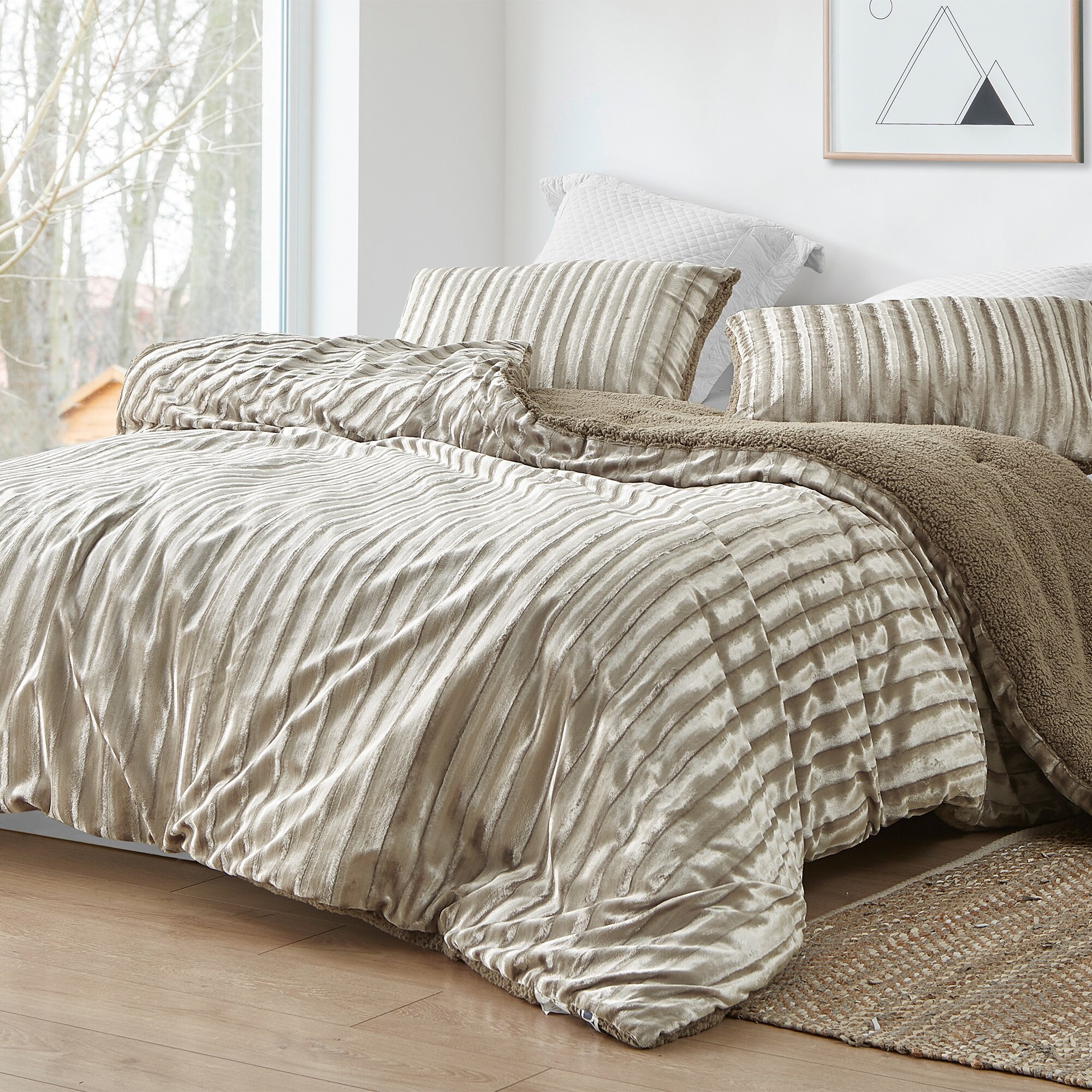 beige velvet duvet cover