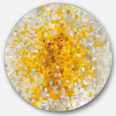 Glam Yellow Explosion Blocks round metal wall art