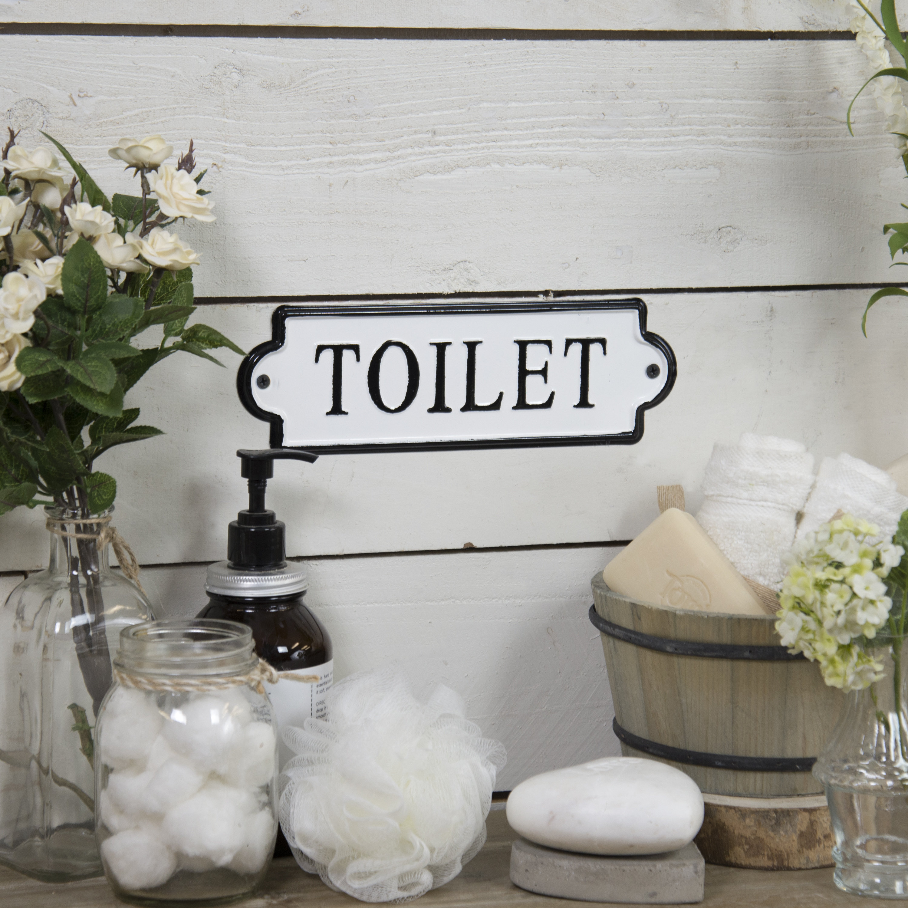 Gracie Oaks Metal Word Art Toilet Wall Decor Wayfair