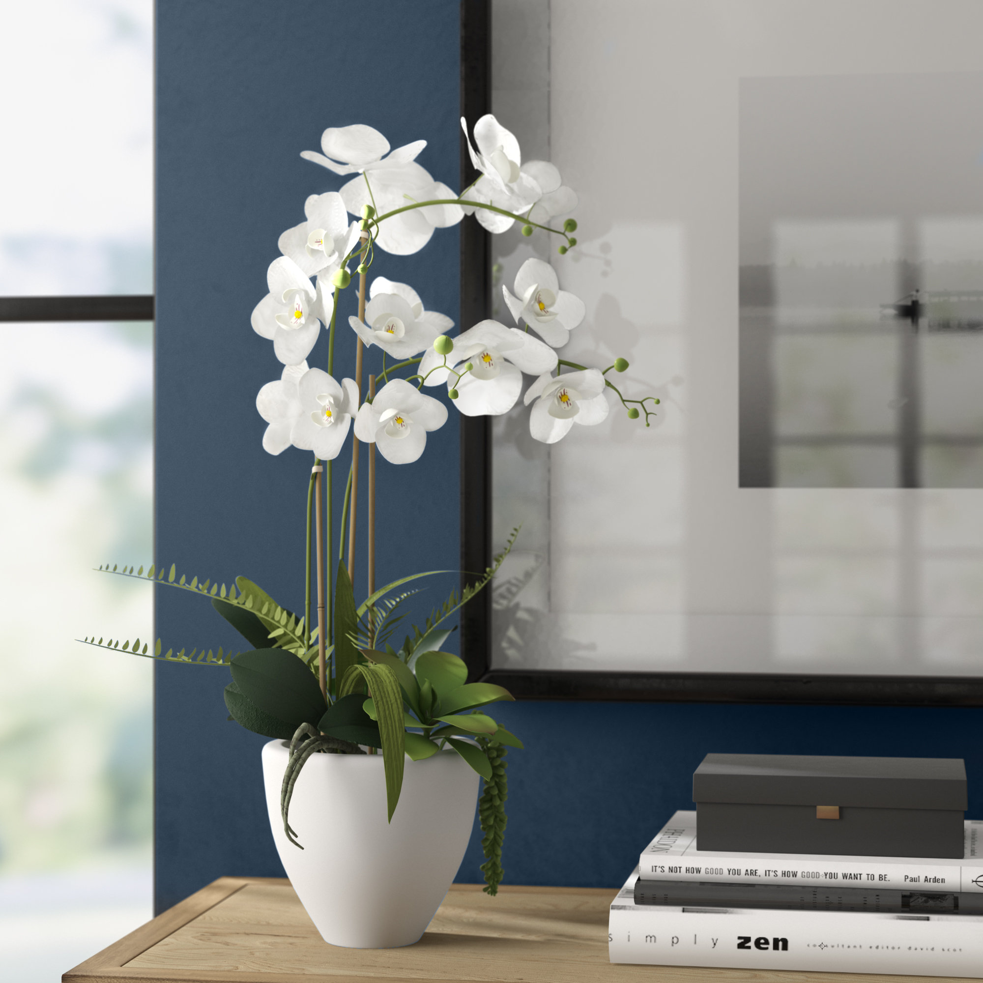 Latitude Run® Orchids Floral Arrangement in Ceramic Bowl Wayfair