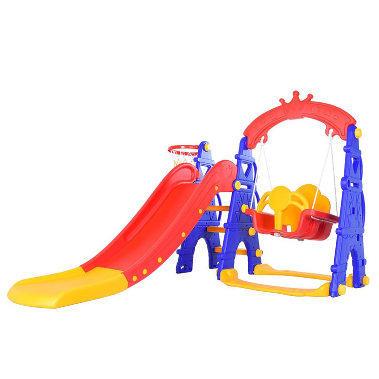 Fridja Toddler Slide And Swing Set 3 In 1 Baby Climbing Toys Baby Slides Toys With Swing Basketball Hoop Wayfair